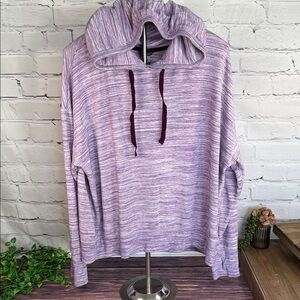 Eddie Bauer Heathered Purple Hoodie Thumbholes cozy soft